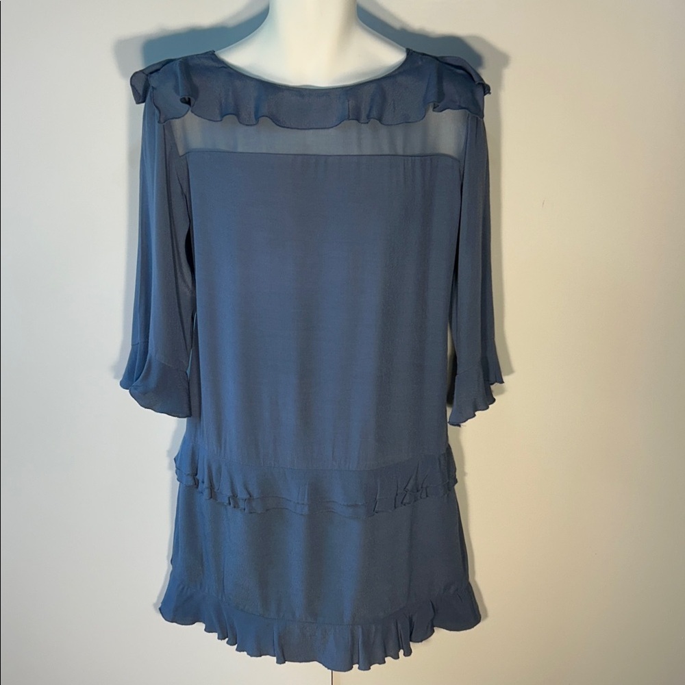 Banana Republic NWT SZ 10P Dusty Blue Dress Career Wedding Guest Feminine